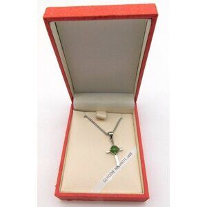Unused Silver Plated Nephrite Jade Cross Religious Necklace Christianity